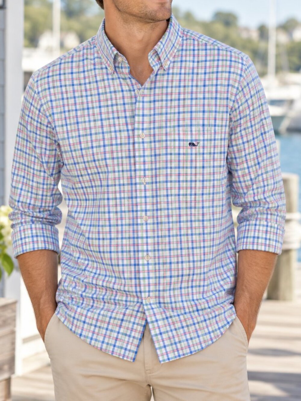 Vineyard Vines Classic Fit Tucker Shirt Men's Pastel Plaid Button-Down Preppy M